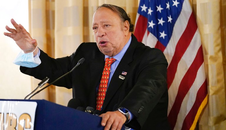 Businessman John Catsimatidis, the Gristedes grocery chain mogul, speaks at a news conference at the Women's Republican Club, Wednesday, Sept. 16, 2020, in New York.
