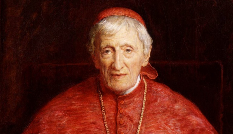 The painting of Cardinal John Henry Newman by John Everett Millais is shown.