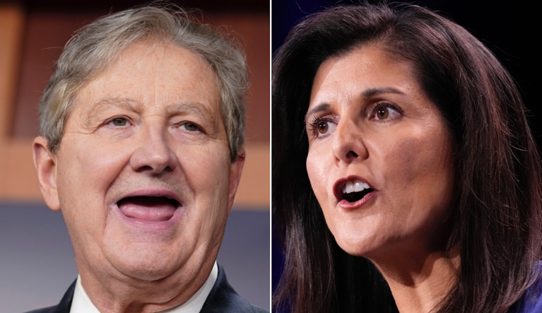 Nikki Haley (left) and John Kennedy. 