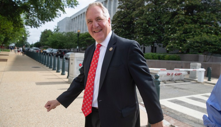 Rep. John Shimkus, R-Ill., leaves a closed-door GOP meeting on immigration, on Capitol Hill in Washington, Wednesday, June 13, 2018. 