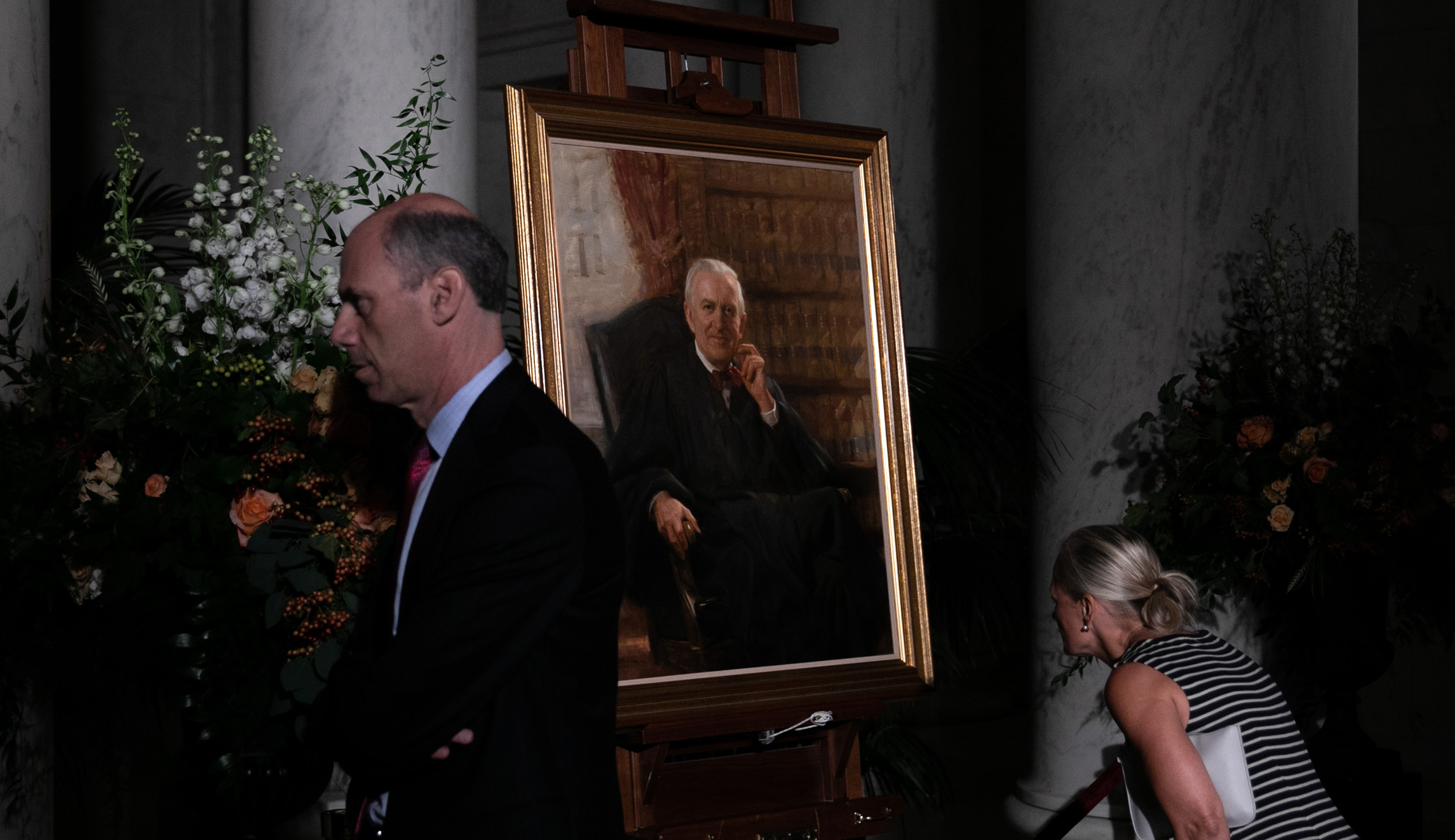 Supreme Court Justice John Paul Stevens laying in repose