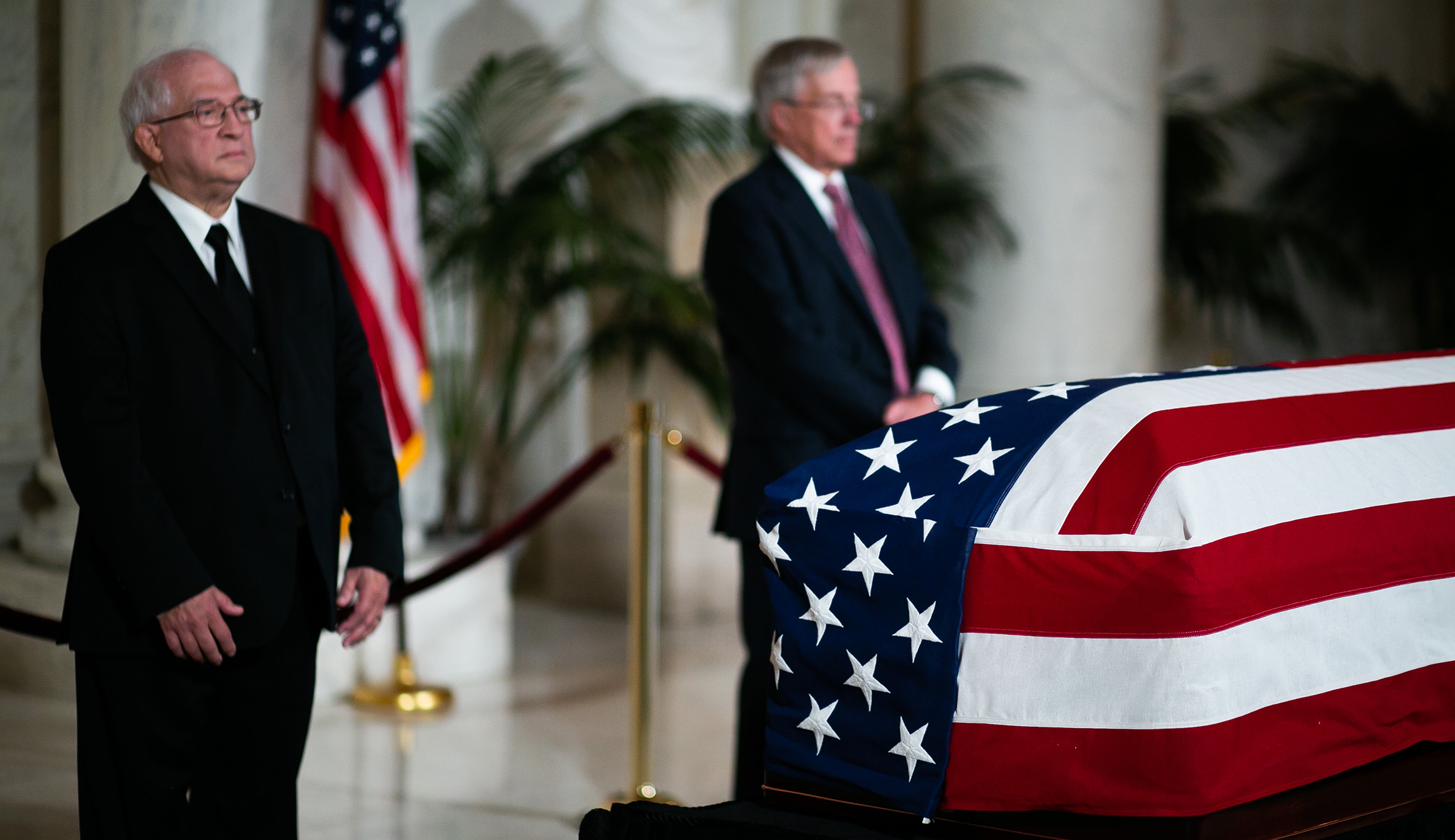 Supreme Court Justice John Paul Stevens laying in repose