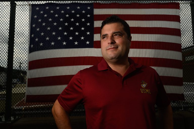 Devlin Robinson, a Republican running against incumbent Democrat Pam Iovino in Pennsylvaniaâs State Senate District 37, is photographed in Bridgeville, Pa.