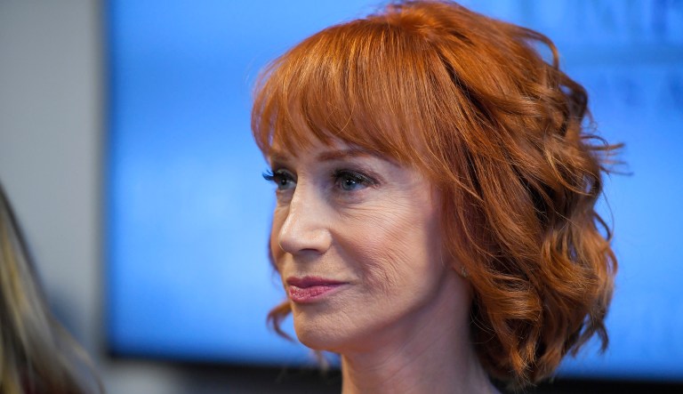Comedian Kathy Griffin speaks during a news conference, Friday, June 2, 2017, in Los Angeles to discuss the backlash since Griffin released a photo and video of her displaying a likeness of President Donald Trump's severed head.