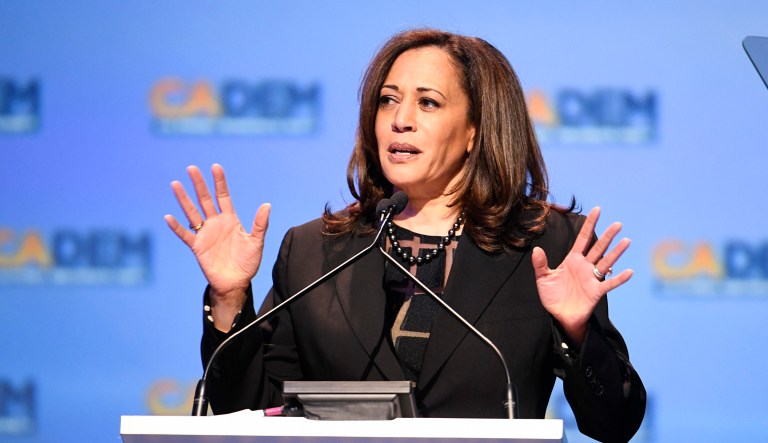 Sen. Kamala Harris D-Calif., speaks at the 2018 California Democrats State Convention Saturday, Feb. 24, 2018, in San Diego.