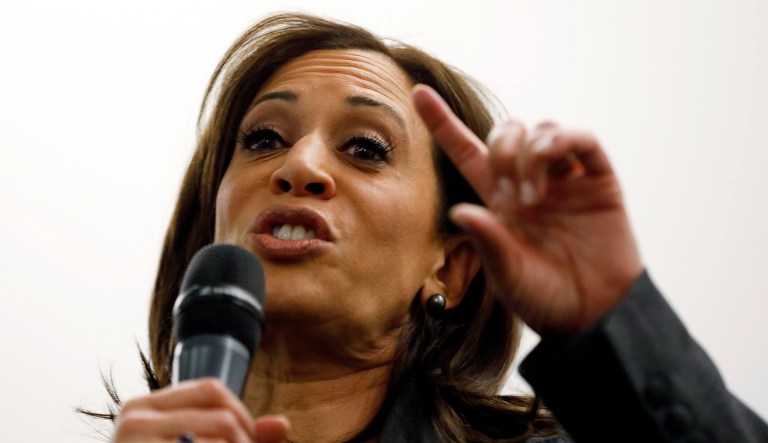 Sen. Kamala Harris, D-Calif., speaks to students at Drake University, Monday, Jan. 28, 2019, in Des Moines, Iowa. Harris formally announced on Sunday that she was seeking the Democratic presidential nomination.