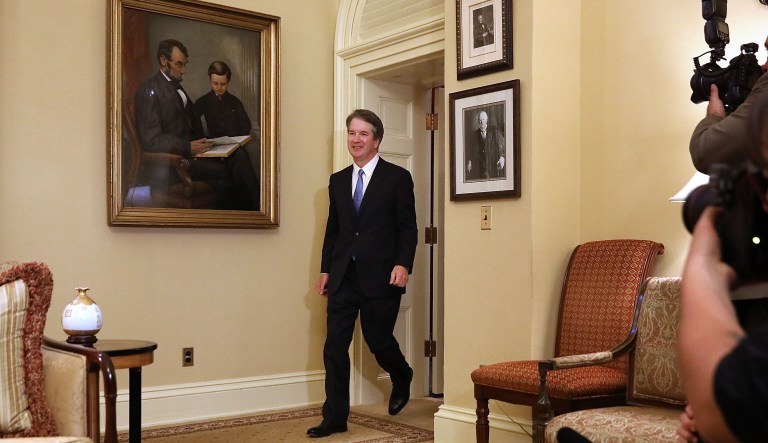 Brett Kavanaugh, U.S. Supreme Court associate justice nominee for U.S. President Donald Trump, arrives to a meeting with Senate Majority Leader Mitch McConnell, a Republican from Kentucky, not pictured, at the U.S. Capitol in Washington, D.C., U.S., on Tuesday, July 10, 2018. Senate Republicans are pledging a swift confirmation process that would put Kavanaugh on the bench before the new term opens Oct. 1, and there is little Democrats can do to stop them.