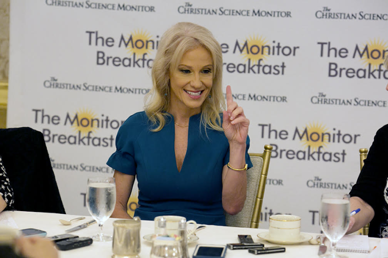 White House aide Kellyanne Conway called out the media's coverage of President Trump at a roundtable sponsored by the Christian Science Monitor. 