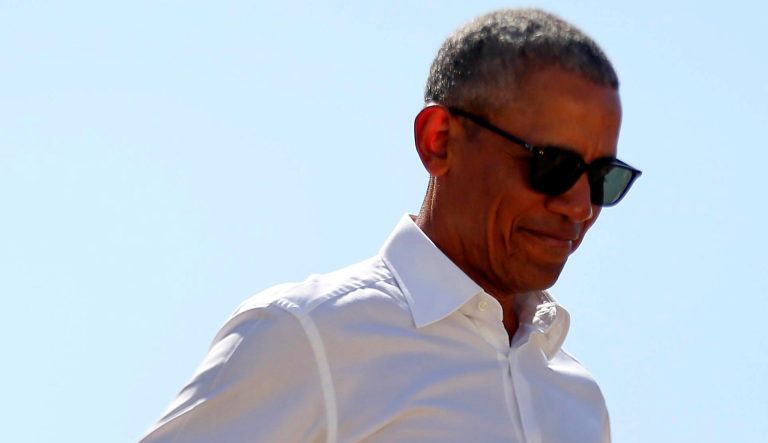 Former President Barack Obama arrives at Kisumu, Kenya, on July 16, 2018.