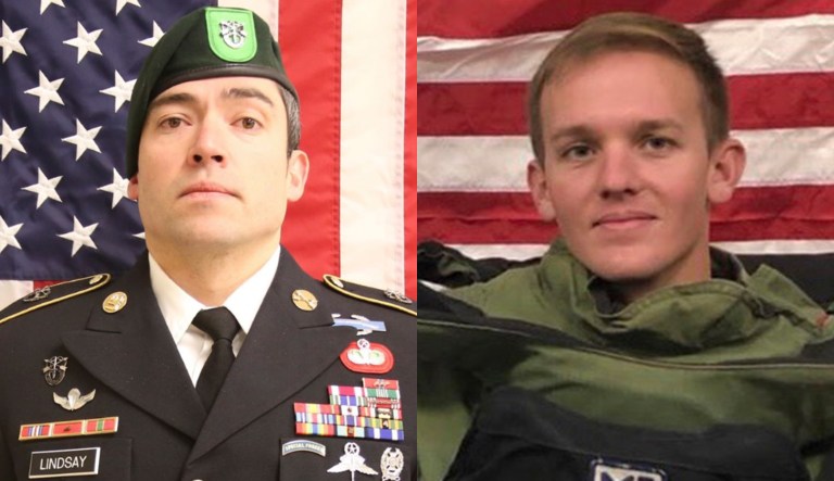Spc. Joseph P. Collette (right) and Sgt. 1st Class Will D. Lindsay (left) are pictured.