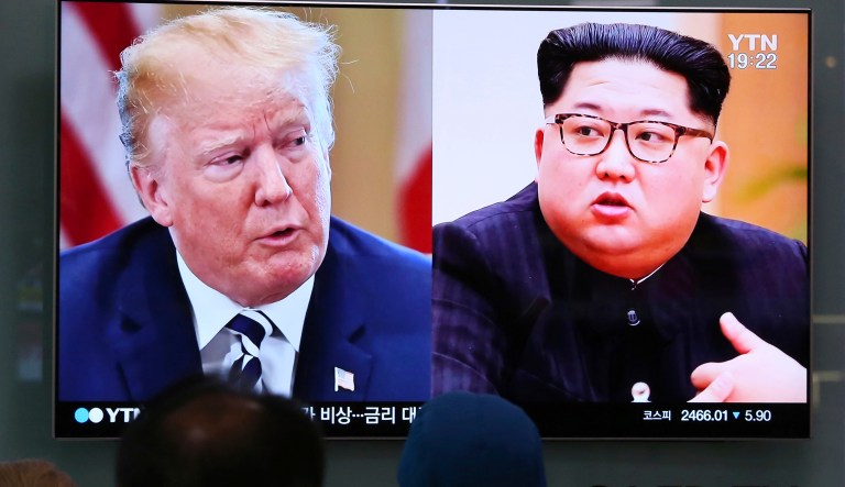FILE - In this May 24, 2018, file photo, people watch a TV screen showing file footage of U.S. President Donald Trump, left, and North Korean leader Kim Jong Un during a news program at the Seoul Railway Station in Seoul, South Korea. An aging North Korean nuclear strategist involved in now-dormant disarmament deals. His former interpreter in international negotiations who is now North Koreaâs highest-ranking female diplomat. Kim Kye Gwan and Choe Son Hui are among the best-known North Korean officials after leader Kim Jong Un and his family members. They are in the news again now after their recent back-to-back comments about the United States were blamed for President Donald Trumpâs abrupt cancellation on Thursday of a much-anticipated summit with Kim Jong Un. On Friday, Trump said the two sides were working to put the meeting back on track.