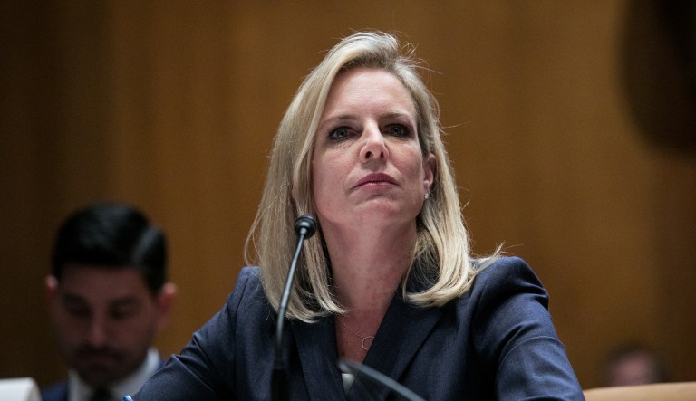 Department of Homeland Security Secretary Kirstjen Nielsen, testifies on Capitol Hill, Tuesday, May 8, 2018, before a Senate Homeland Security Subcommittee on the FY2019 budget request for the Department of Homeland Security. 