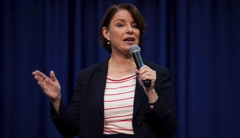 Democratic presidential candidate Sen. Amy Klobuchar, D-Minn., speaks during a campaign stop, Friday, Nov. 22, 2019, in Henniker, N.H.