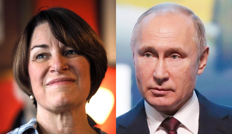 Amy Klobuchar and Vladimir Putin.
