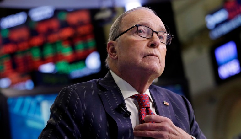 Larry Kudlow, a long-time fixture on the CNBC business news network who previously served in the Reagan administration, is interviewed on the floor of the New York Stock Exchange, Wednesday, March 14, 2018. President Donald Trump has chosen Kudlow to be his top economic aide.
