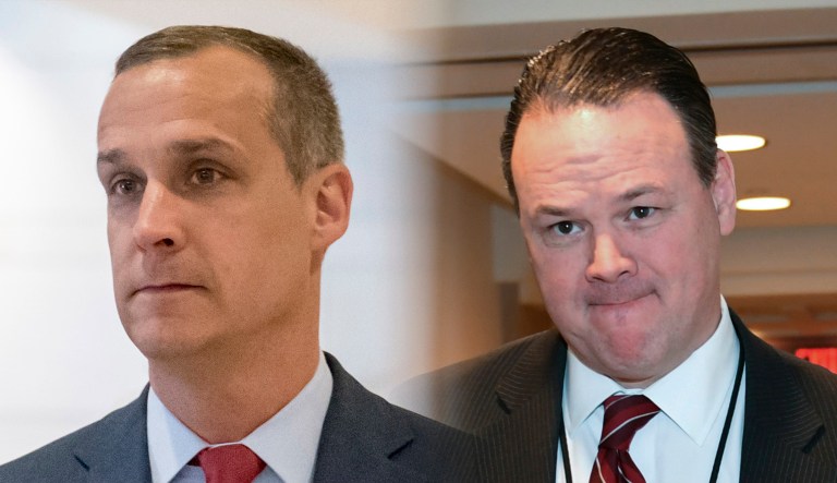 Corey Lewandowski and Rick Dearborn are seen.