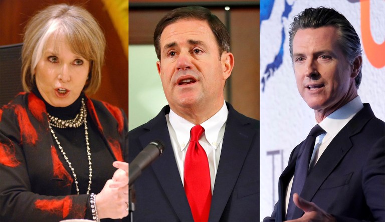 Michelle Lujan Grisham, Doug Ducey, and Gavin Newsom are shown.