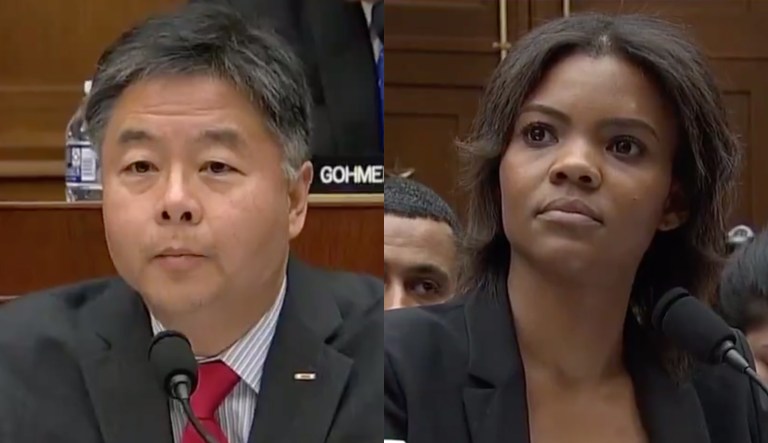 Pictured are Ted Lieu, left, and Candace Owens, right.