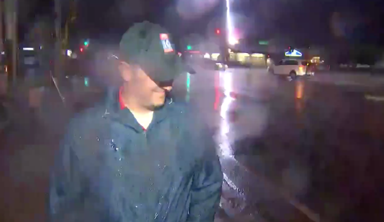 Fox 10 reporter Matt Rodewell is almost struck by lightning. 