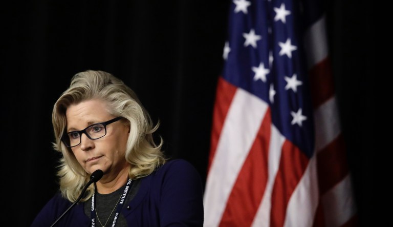 Rep. Liz Cheney, R-Wyo., speaks with members of the media during a news conference at the Republican congressional retreat in Philadelphia, Wednesday, Jan. 25, 2017. 