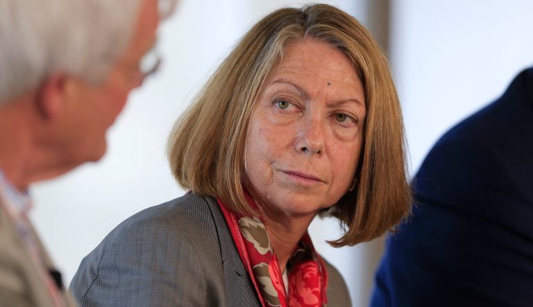 Jill Abramson, executive editor of the New York Times, listens during a panel discussion on the sidelines of the Republican National Convention (RNC) in Tampa, Florida, U.S., on Sunday, Aug. 26, 2012.