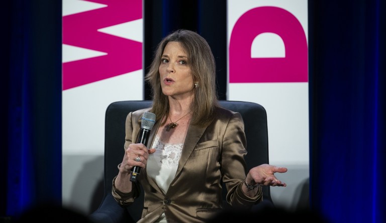 Marianne Williamson, author and 2020 Democratic presidential candidate, speaks during the Planned Parenthood Action Fund (PPAF) We Decide 2020 Election Membership Forum in Columbia, South Carolina, U.S., on Saturday, June 22, 2019. Democratic presidential candidates spoke to PPAF members about their plans to protect and expand abortion access and other reproductive health care.