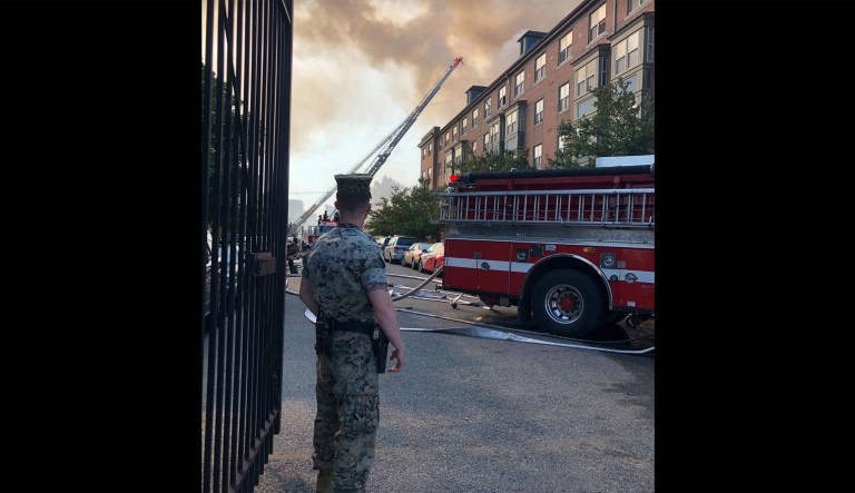 Marines rush to help evacuate senior citizens from DC building after fire erupts