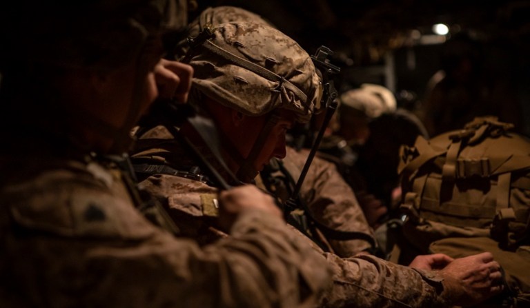 U.S. Marines assigned to Special Purpose Marine Air-Ground Task Force-Crisis Response-Central Command (SPMAFTF-CR-CC) 19.2, prepare to deploy from Kuwait in support of a crisis response mission, Dec. 31, 2019.