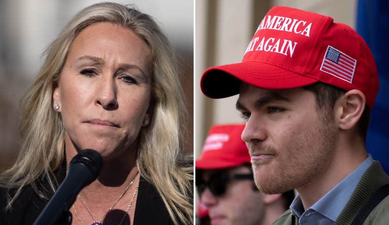 Rep. Marjorie Taylor Greene and Nick Fuentes.