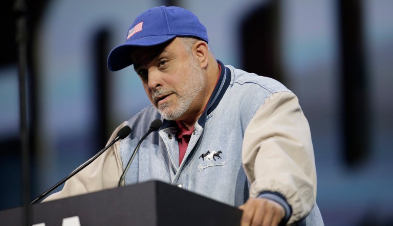 Radio host Mark Levin speaks during the leadership forum at the National Rifle Association's annual convention Friday, April 25, 2014 in Indianapolis.