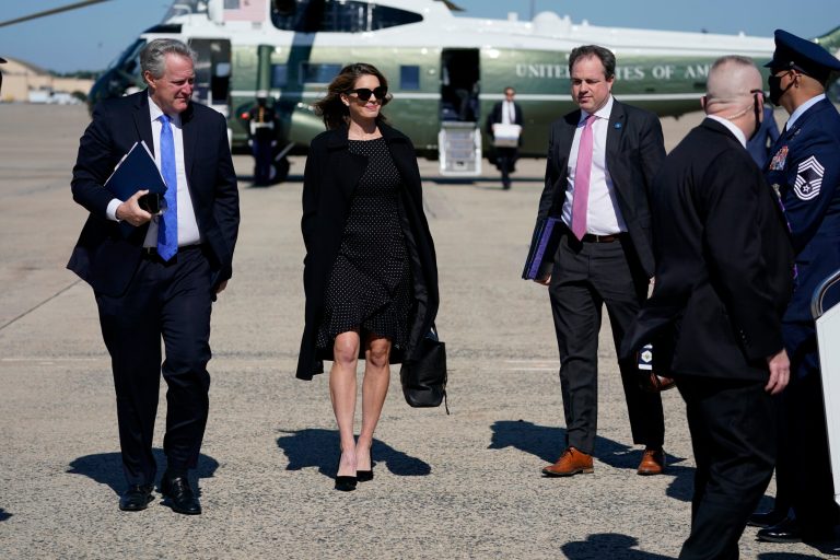 Hope Hicks and Ronna McDaniel complete isolation, return to campaign trail with president