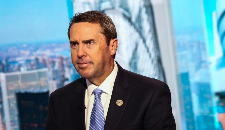 Representative Mark Walker, a Republican from North Carolina, listens during a Bloomberg Television interview in New York, U.S., on Monday, Aug. 28, 2017. Walker discussed the likelihood of U.S. tax reform.