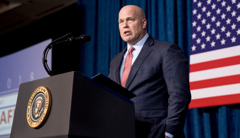 Acting United States Attorney General Matt Whitaker speaks before introducing President Donald Trump at the 2018 Project Safe Neighborhoods National Conference in Kansas City, Mo., Friday, Dec. 7, 2018.
