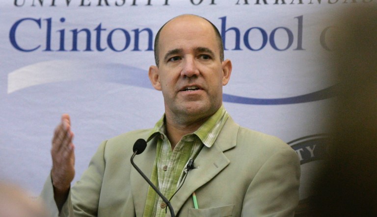 Matthew Dowd, chief campaign strategist for the Bush-Cheney 2004 presidential campaign, speaks at the University of Arkansas Clinton School of Public Service in Little Rock, Ark., Wednesday, Sept. 2, 2009.