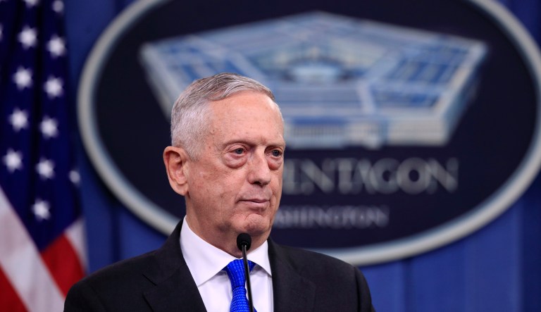 Secretary of Defense Jim Mattis speaks to reporters during a news conference at the Pentagon, Tuesday, Aug. 28, 2018 in Washington.