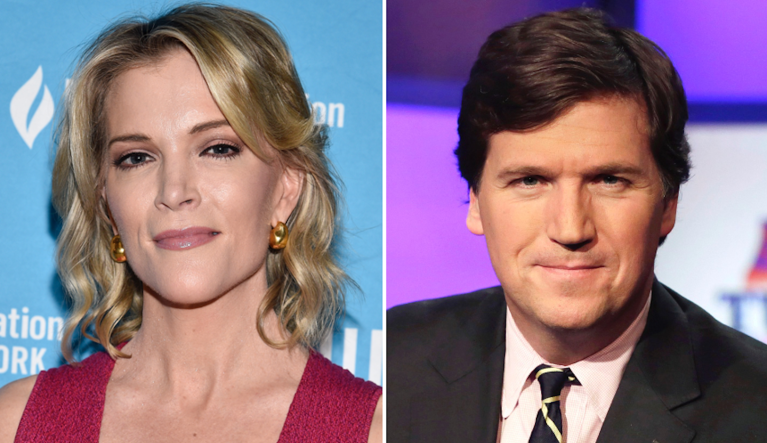 Megyn Kelly (left), Tucker Carlson.