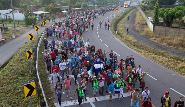 In this Oct. 21, 2018 photo, Central American migrants walking to the U.S. start their day departing Ciudad Hidalgo, Mexico. Federal immigration and health officials were blindsided by President Donald Trumpâs âzero toleranceâ policy on migrants crossing the southwest border, triggering a cascade of problems as agencies struggled with the fallout from family separations, congressional investigators said in a critical report issued Wednesday. With the White House considering tougher immigration measures as a caravan of migrants slowly heads north from Central America, the GAO report stands as a cautionary tale.