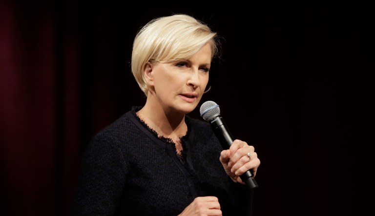 MSNBC television anchors Joe Scarborough, left, and Mika Brzezinski, right, co-hosts of the show "Morning Joe," take questions from an audience, Wednesday, Oct. 11, 2017, at a forum called Harvard Students Speak Up: A Town Hall on Politics and Public Service, at the John F. Kennedy School of Government, on the campus of Harvard University, in Cambridge, Mass. 