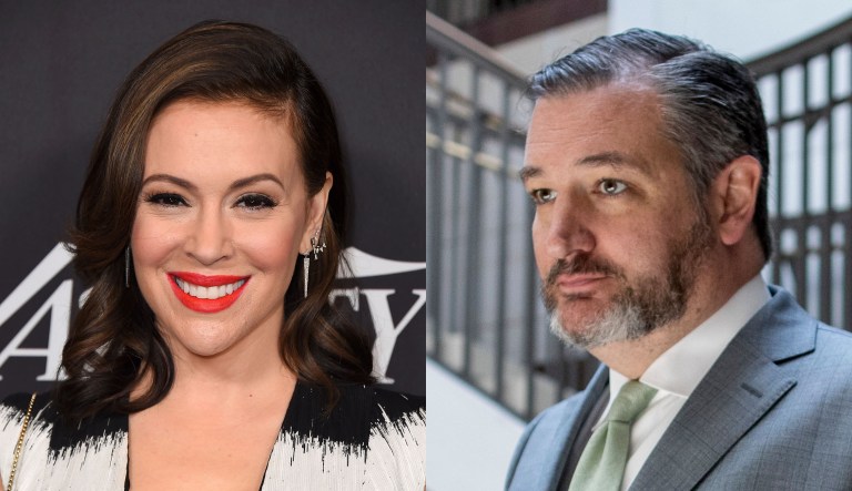 Alyssa Milano and Ted Cruz are seen.