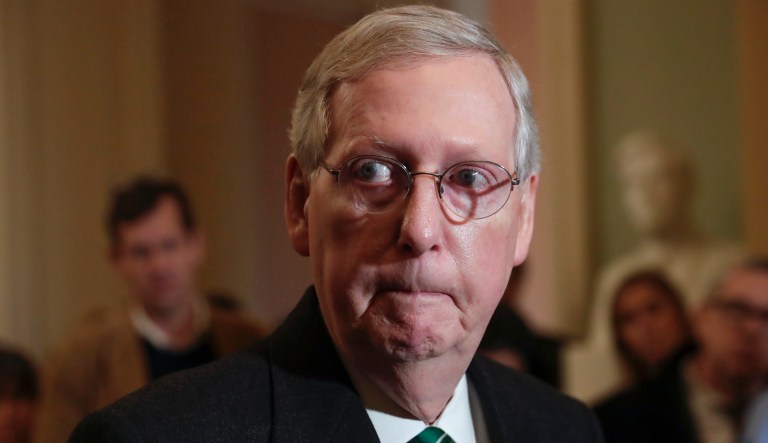 Senate Majority Leader Mitch McConnell, R-Ky., says he and other Republicans in Congress are concerned that President Donald Trump's proposed tariffs on steel and aluminum imports might metastasize into a larger trade war and injure "an economy that appears to be taking off," during a news conference at the Capitol in Washington, Tuesday, March 6, 2018.