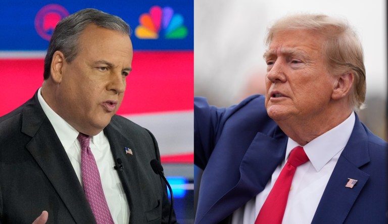 Former New Jersey Gov. Chris Christie (R), left, and former President Donald Trump, right.