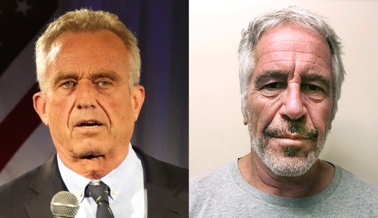 2024 Presidential candidate Robert Kennedy Jr, left, and the late Jeffrey Epstein, right.