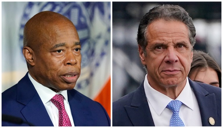 New York City Mayor Eric Adams, left, and former New York Gov. Andrew Cuomo, right.
