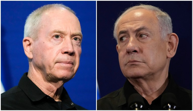Yoav Gallant (left), Benjamin Netanyahu (right)