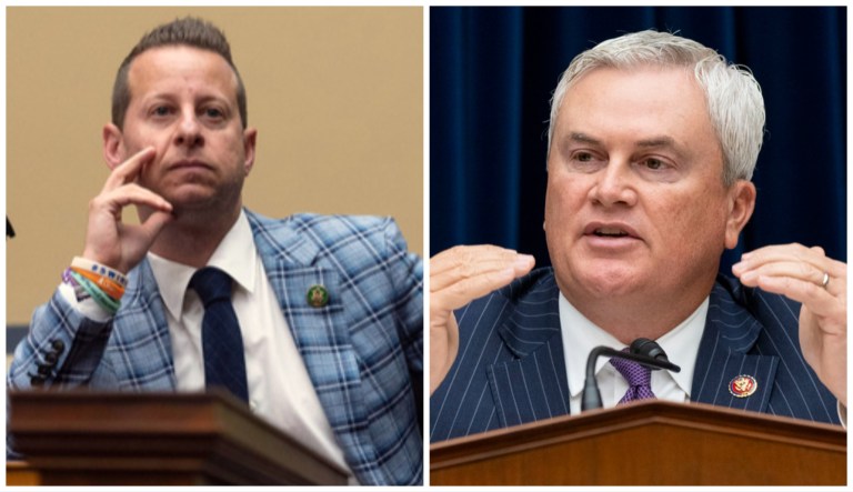House Oversight Committee Chairman James Comer (R-KY) got into a heated exchange with Rep. Jared Moskowitz (D-FL) during a hearing on Tuesday, Nov. 14, 2023. 