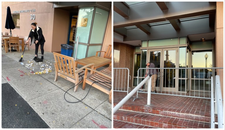 A protest outside the DNC in Washington, D.C., left six Capitol Police officers injured. 