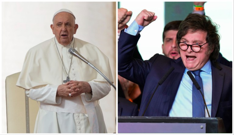 Pope Francis and Argentinian president-elect Javier Milei