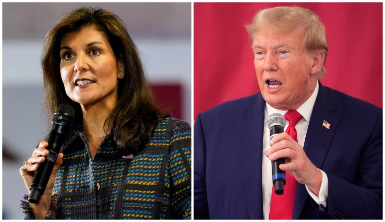 Former South Carolina Gov. Nikki Haley, left, and former President Donald Trump, right. Both are candidates for the 2024 Republican presidential nomination.