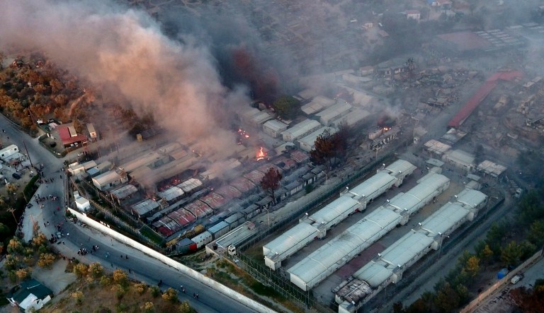 Fire turns Europe’s largest refugee camp into ‘a burning hell’: 13,000 people left without shelter