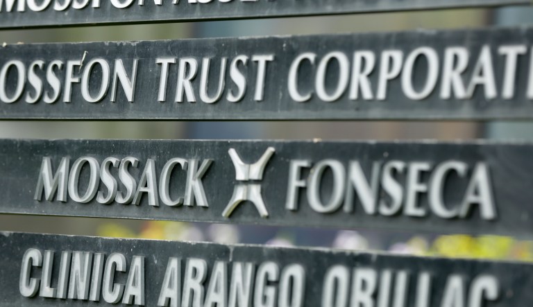 In this Monday, April 4, 2016 file photo, a marquee of the Arango Orillac Building lists the Mossack Fonseca law firm, in Panama City.